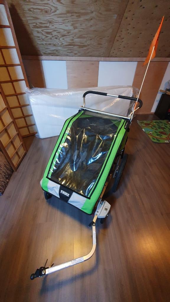 Thule fietskar met duwstang en extra voorwiel, Ophalen, Gebruikt, Kinderkar, 40 tot 60 kg