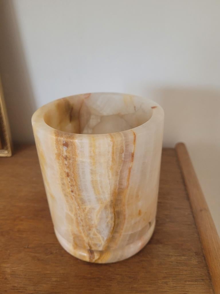 Zaconi waxinelichthouder / vaas onyx marmer, Ophalen of Verzenden, Nieuw, Overige materialen, Minder dan 25 cm