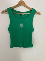 Rib groen kort topje - h&m divided - maat M, Kleding | Dames, Maat 38/40 (M), Ophalen of Verzenden, Zo goed als nieuw, Zonder mouw