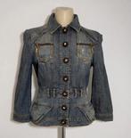 "Damaged" blauw spijkerjasje van Just (Roberto) Cavalli, Verzenden, Gedragen, Maat 34 (XS) of kleiner, Blauw