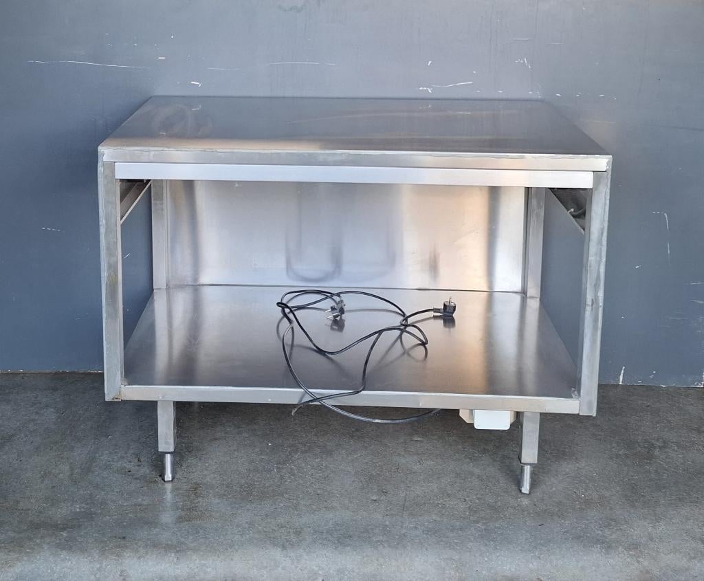 rvs  keukentafel  werktafel met stopcontact voorstroom, Ophalen, Gebruikt, 100 tot 150 cm, Minder dan 100 cm