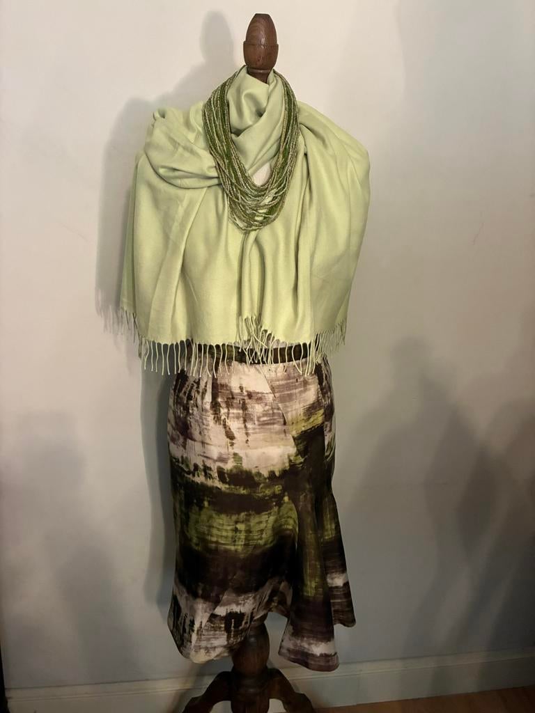 NATAN ROK 100% zijde GREEN/BROWN, Kleding | Dames, Rokken, Overige kleuren, Verzenden, Zo goed als nieuw, Knielengte