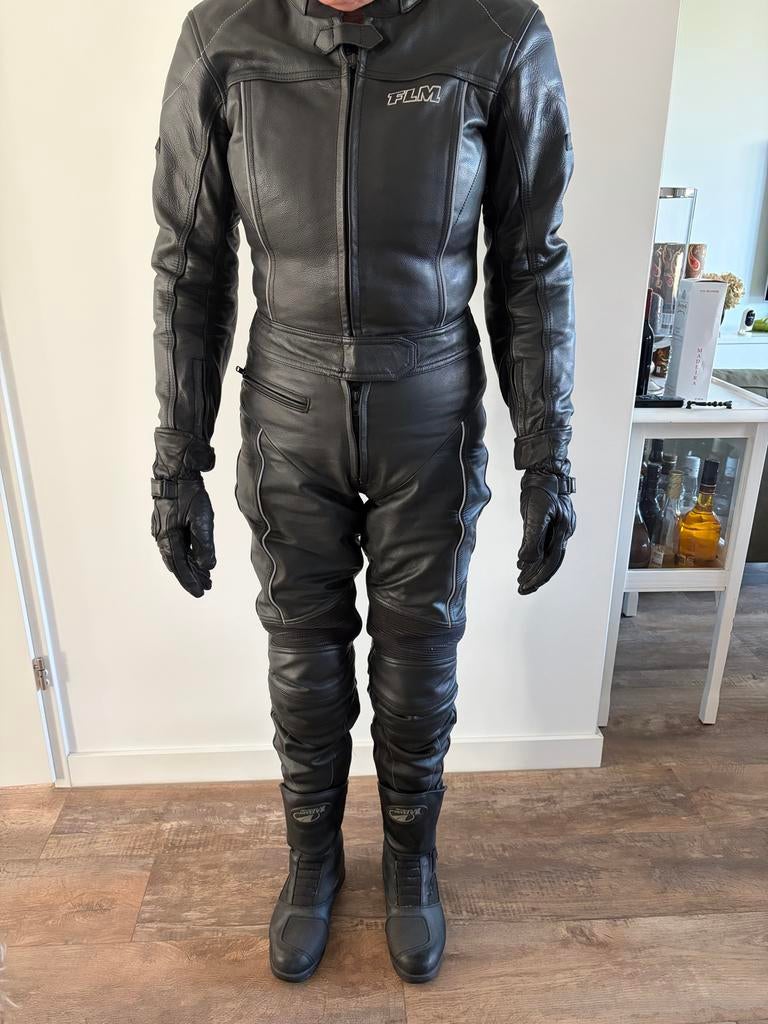 FLM Leren Motorpak - Zwart (Jas en Broek), Ophalen of Verzenden, Tweedehands, Dames, Combipak