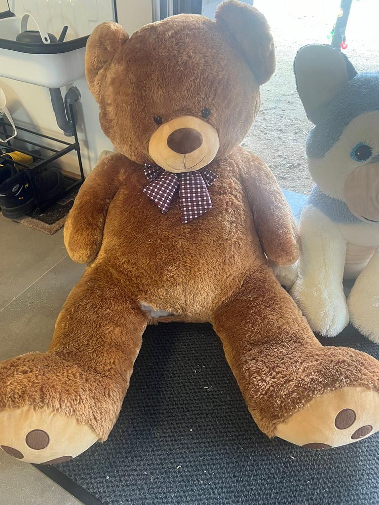 Grote knuffelbeer en husky knuffel, Ophalen, Gebruikt, Beer, Bruin