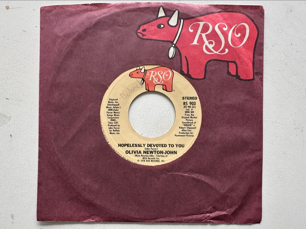 Olivia Newton-John - Hopelessly Devoted To You (Single), Cd's en Dvd's, Vinyl Singles, Gebruikt, 7 inch, Single, Ophalen of Verzenden