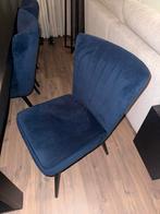 6 Goossens eetkamerstoelen ‘Rob’ - Blauw fluweel, Blauw, Ophalen of Verzenden, Zo goed als nieuw, Stof