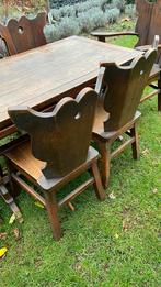 Uittrekbare eiken tafel met 6 stoelen, Ophalen, Gebruikt, Rechthoekig, 50 tot 100 cm