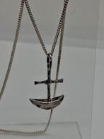 Zilveren ketting (60cm) met kruis hanger, zilverkeurmerk, Met hanger, Ophalen of Verzenden, Zo goed als nieuw, Zilver