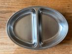 Rvs schaal duobak ovaal vakkenschaal serveerschaal 25,5x18cm, Ophalen of Verzenden, Zo goed als nieuw