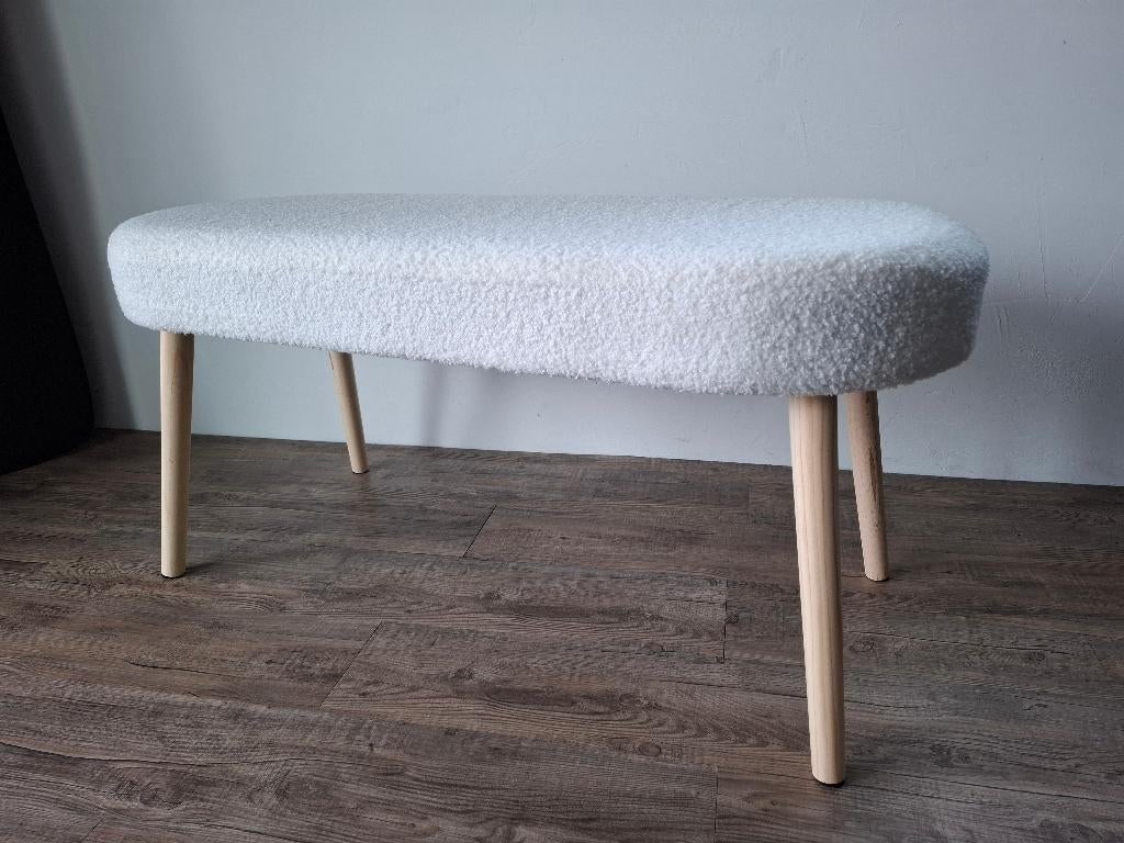 Nieuw teddy bank houten poten 96x40x45cm wit, Ophalen of Verzenden, Nieuw, Rechthoekig, 125 cm of meer