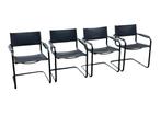 Set van 4 Bauhaus stoelen in zwart kunstleer jaren 80 design, Ophalen, Gebruikt, Zwart, Vintage Stoelen