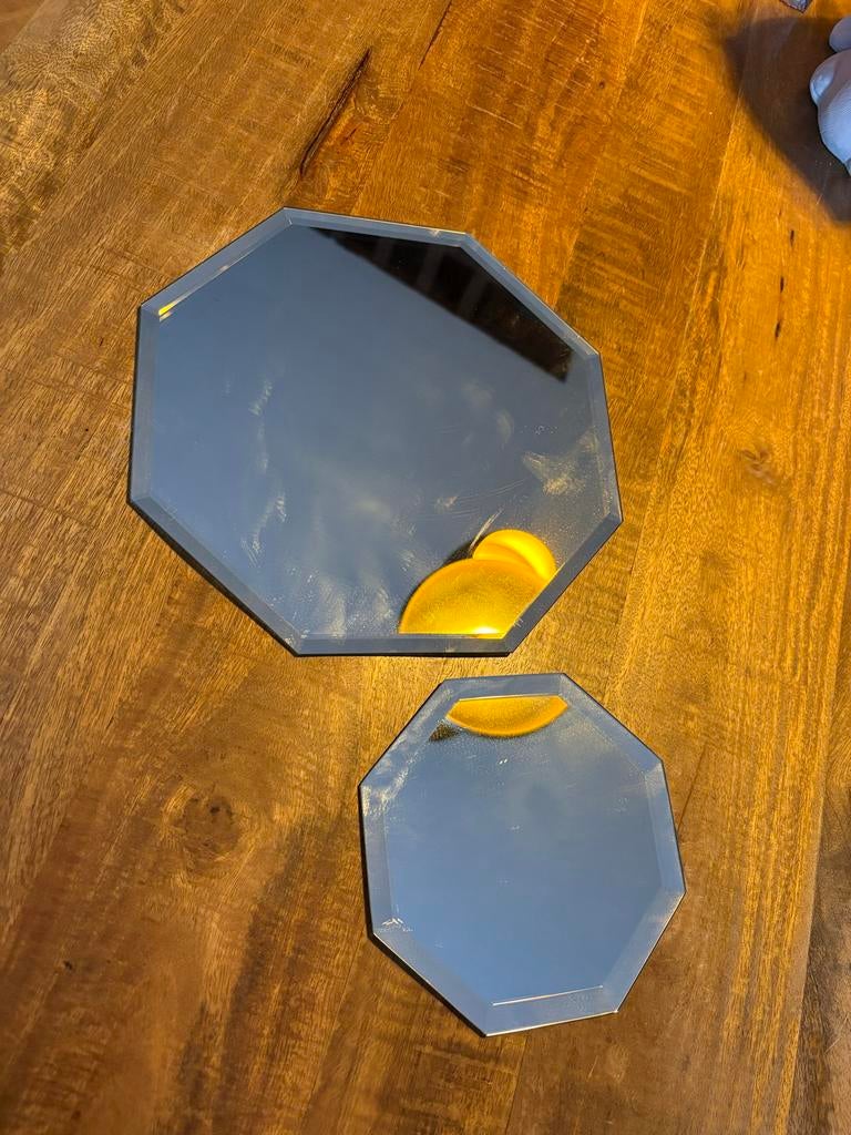 Twee achthoekige spiegels, Huis en Inrichting, Woonaccessoires | Spiegels, Minder dan 50 cm, Gebruikt, Ophalen of Verzenden, Minder dan 100 cm