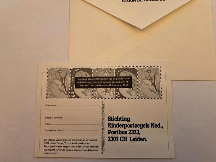 Kinderpostzegels Rebus Wedstrijd Kaart 1990, Postzegels en Munten, Postzegels | Nederland, Postfris, Na 1940, Ophalen of Verzenden