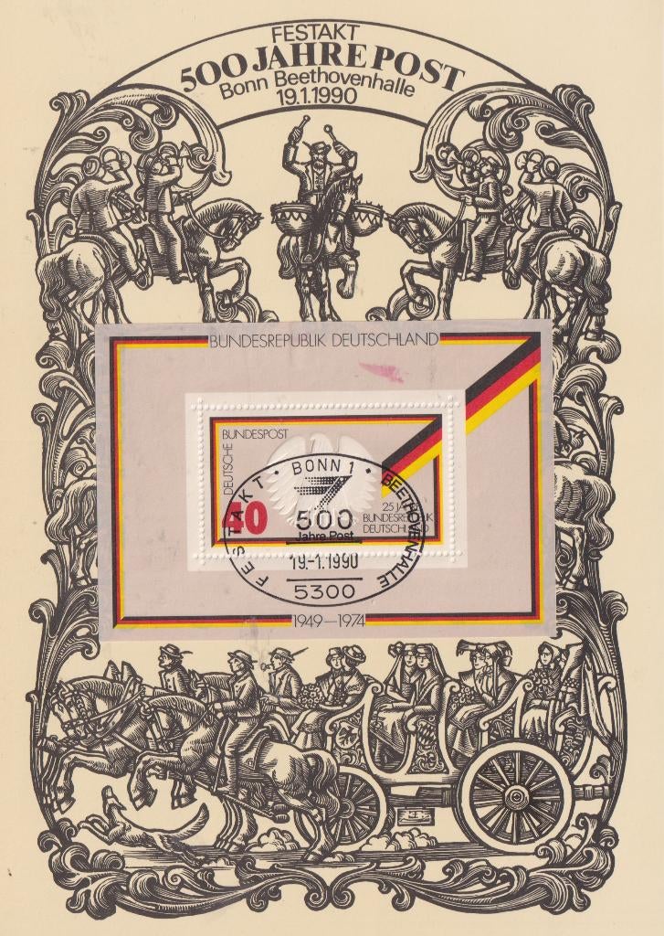 Duitsland 1990 500 jaar POST EXPO Bonn MAXI kaart, Postzegels en Munten, Verzenden, Overige typen