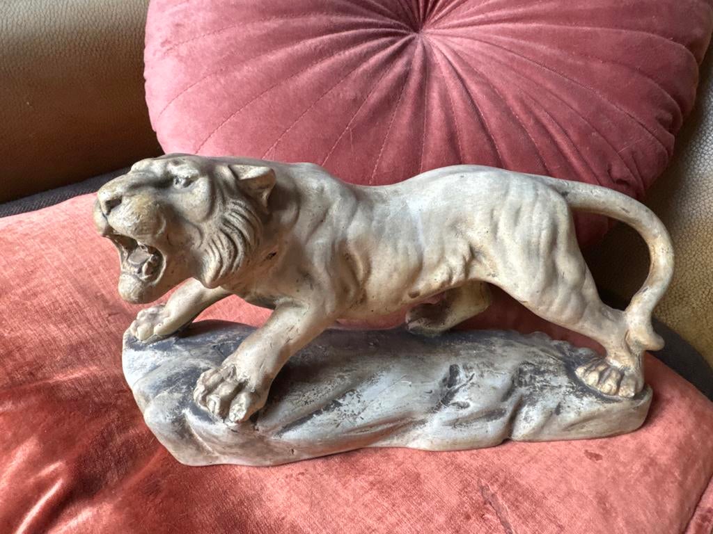 Vintage Tijger Beeld - Decoratief Woonaccessoire, Verzamelen, Ophalen of Verzenden, Gebruikt, Dier