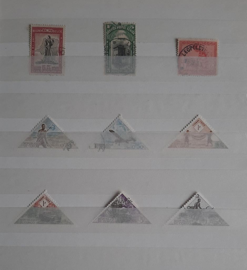 1 Kaart Postzegels Belgisch Congo en République Du Congo N 2, Ophalen, Overige landen, Gestempeld