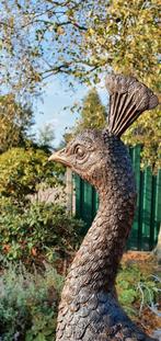 Bronzen beeld / PAUWEN op BOOMSTRONK / nieuw, Ophalen, Dierenbeeld, Nieuw, Peize