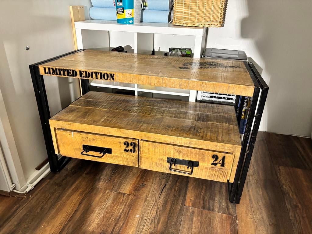 Mangohouten tv meubel, Huis en Inrichting, Ophalen, Gebruikt, 25 tot 50 cm, Minder dan 100 cm