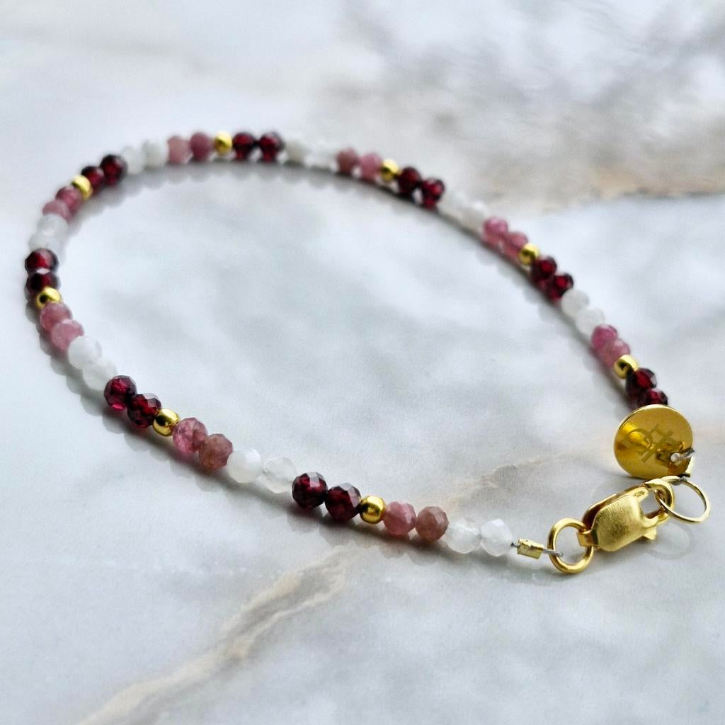 Multicolor armband Toermalijn, Granaat & Maansteen, Verzenden, Nieuw