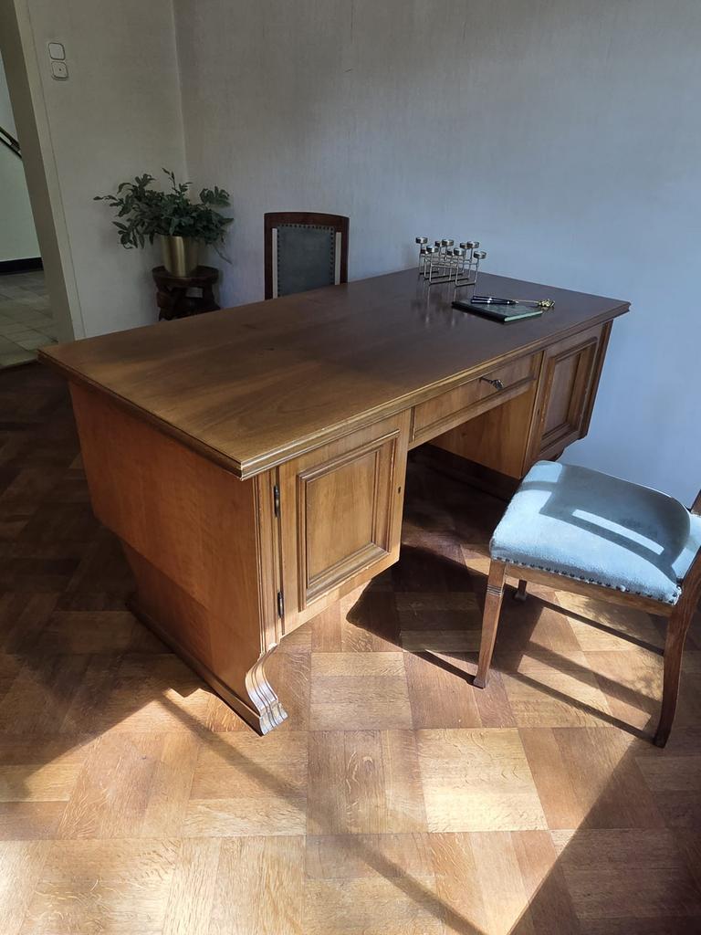 Mooi antiek statig massief houten bureau Harmsw 254x76, Antiek en Kunst, Ophalen