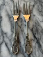 Twee prachtige antieke verzilverde vorkjes rococo-stijl., Antiek en Kunst, Ophalen of Verzenden
