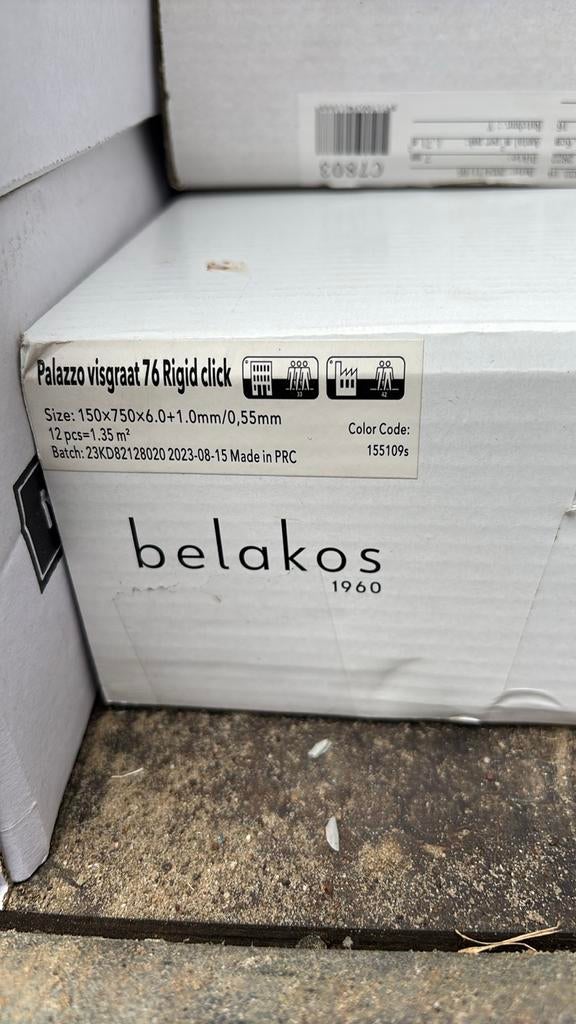 3 pakken Palazzo visgraat 76 Rigid click PVC vloer 4m2, Ophalen, Nieuw, Minder dan 20 cm, Minder dan 5 m²