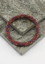 Glaskralen armband - kastanjebruin en blauw - RB189, Overige materialen, Overige kleuren, Verzenden, Nieuw