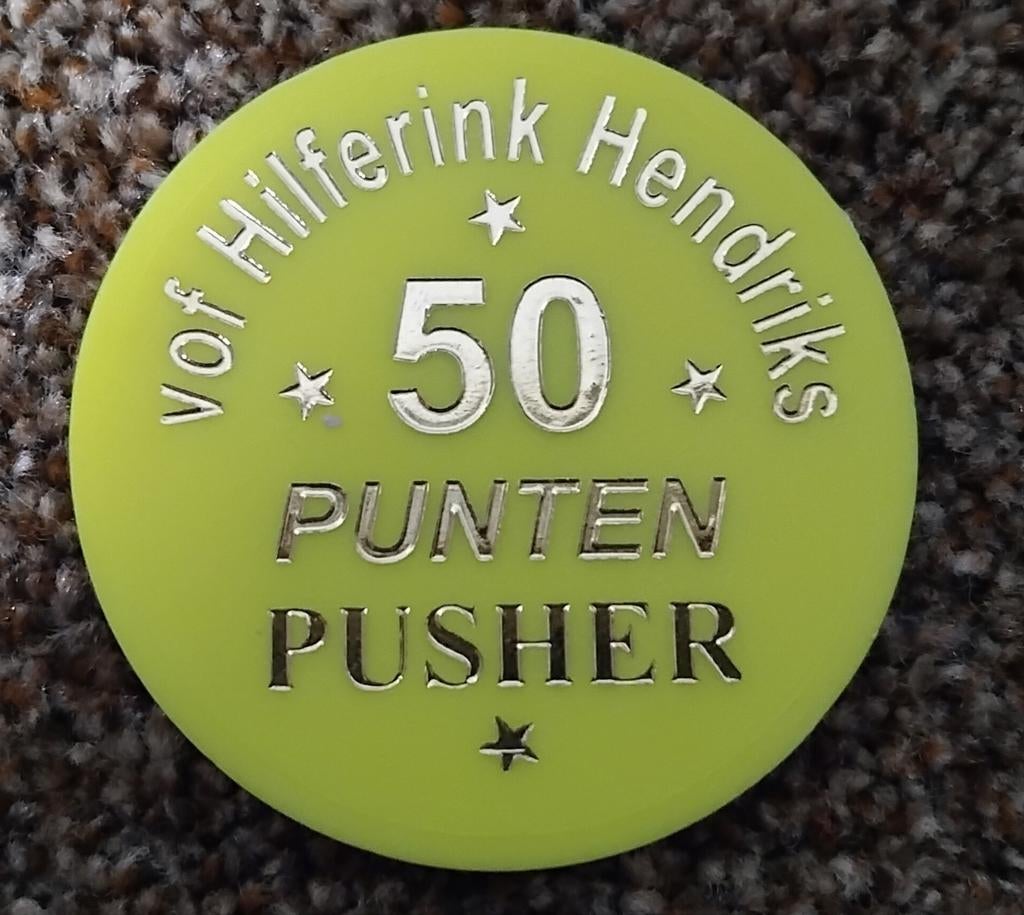 VOF Hilferink Hendriks 50 Punten Coin Pusher Munt, Ophalen of Verzenden, Zo goed als nieuw