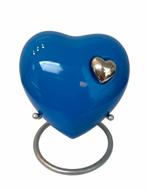 Urn blauw hart met zilver hartje, Overige materialen, Overige kleuren, Verzenden, Info@heturnenhuis.nl