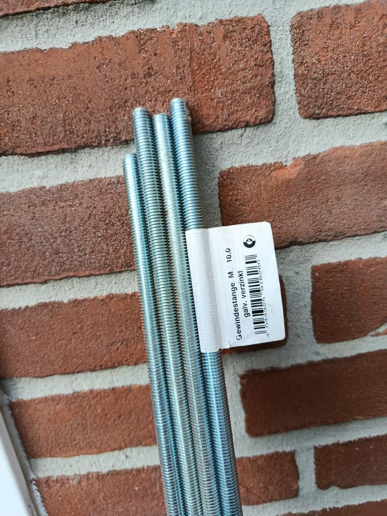 Draadeind M10x2 meter gegalvaniseerd 4 stuks, Doe-het-zelf en Verbouw, Ophalen