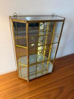 Vitrinekastje, pronkkastje, messing, glas, vintage, brocante, Minder dan 50 cm, Ophalen of Verzenden, Minder dan 25 cm, Minder dan 100 cm