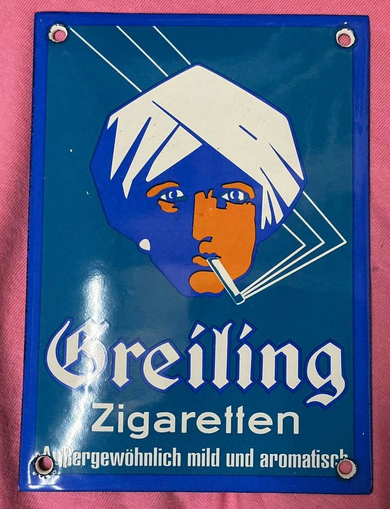 Emaille deurpostje  BREILING sigaretten, Ophalen of Verzenden, Gebruikt, Reclamebord