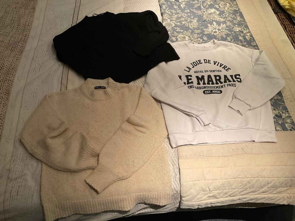 3 gedragen truien, maat S, Ophalen of Verzenden, Gedragen, Maat 36 (S), Wit