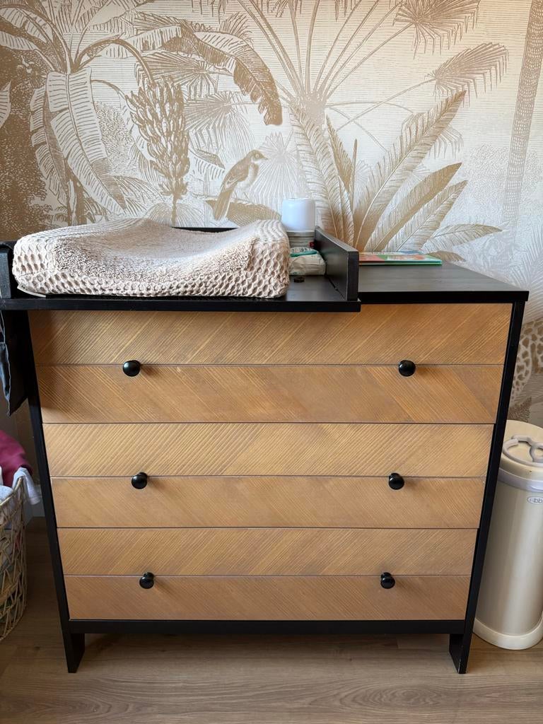 Commode met 3 laden Job Vintage Honey, 50 tot 70 cm, Ophalen of Verzenden, Opstaande rand, 100 cm of meer