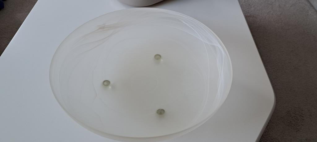 Glazen fruitschaal, gematteerd marmerlook - 35 cm, Ophalen of Verzenden