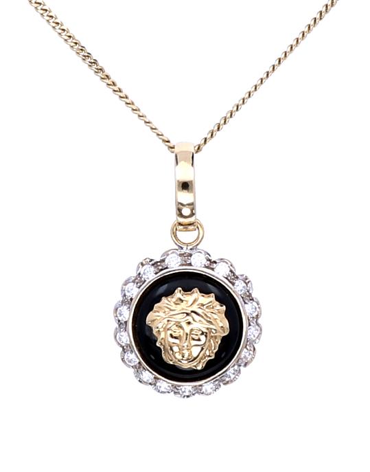 Gouden Versace Hanger met Zirkonia 18 Krt, Ophalen of Verzenden, Zo goed als nieuw, Goud, Goud