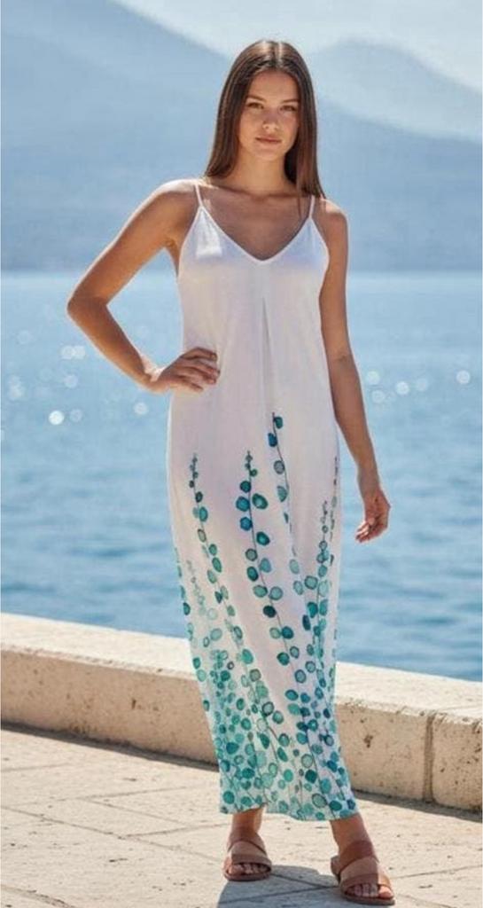 Maxi jurk wit met spaghettibandjes, Kleding | Dames, Maat 38/40 (M), Wit, Ophalen of Verzenden, Zo goed als nieuw