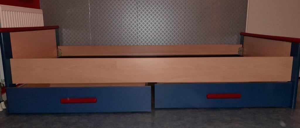 eenpersoonsbed met auping spiraalbodem, Huis en Inrichting, Ophalen, Gebruikt, 90 cm, Hout