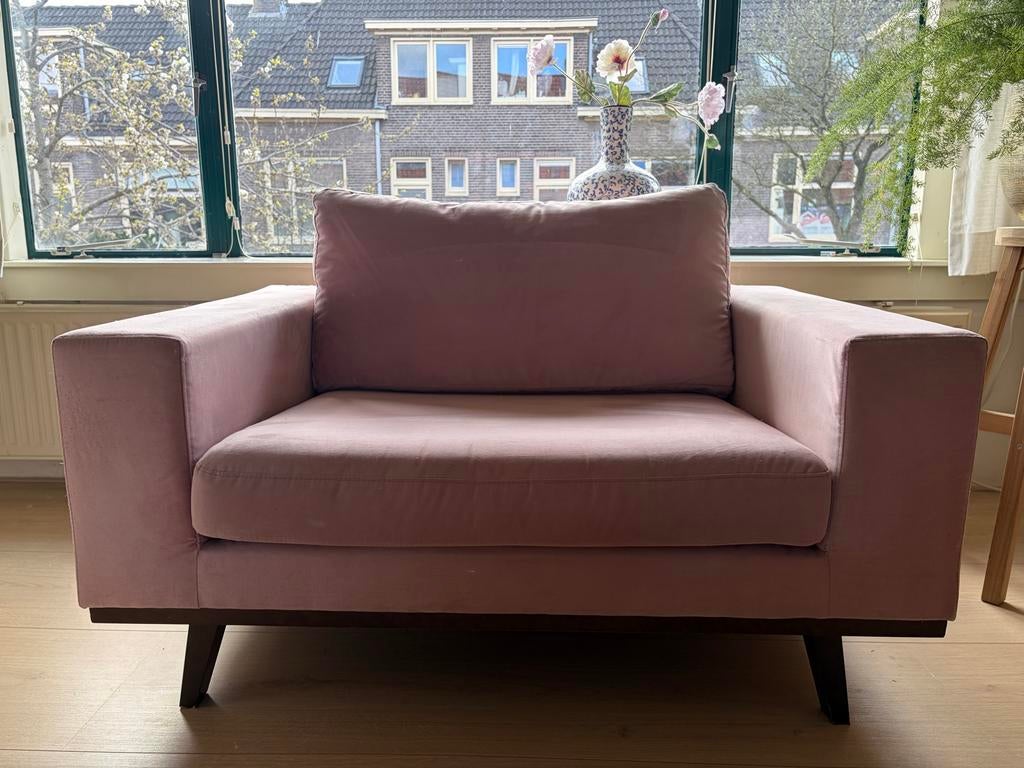 Oudroze loveseat (1,5 zits), Huis en Inrichting, Ophalen, Gebruikt, Overige maten, 75 tot 100 cm
