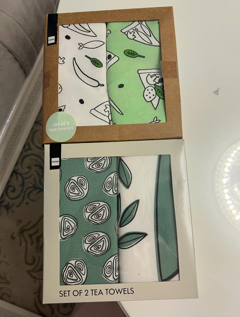 Nieuwe HEMA theedoeken set van 2, Ophalen of Verzenden, Nieuw, Groen, Theedoek of Handdoek