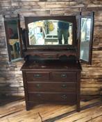 Antieke kaptafel met spiegel - Vintage dressoir, Ophalen