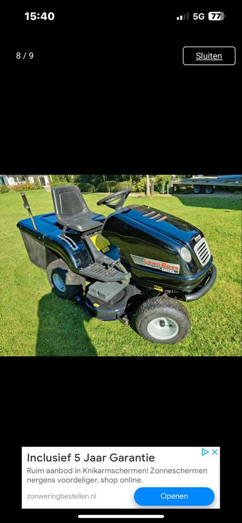 Lawn Boss Zitmaaier 2 Cilinder - Zeer Net, Ophalen, Zo goed als nieuw, Opvangbak, 90 tot 120 cm