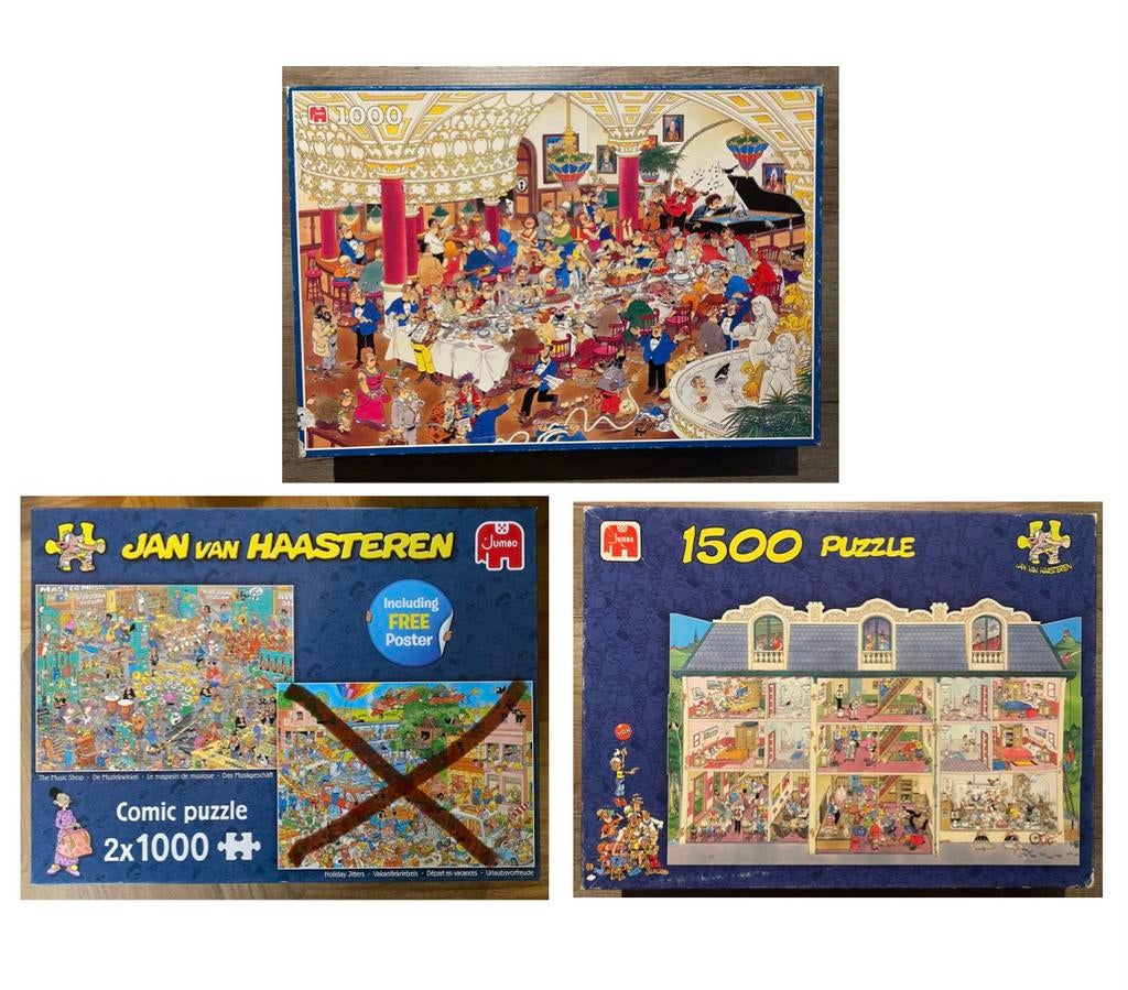 3 jan van Haasteren puzzels, Hobby en Vrije tijd, Denksport en Puzzels, Zo goed als nieuw, 500 t/m 1500 stukjes, Ophalen of Verzenden