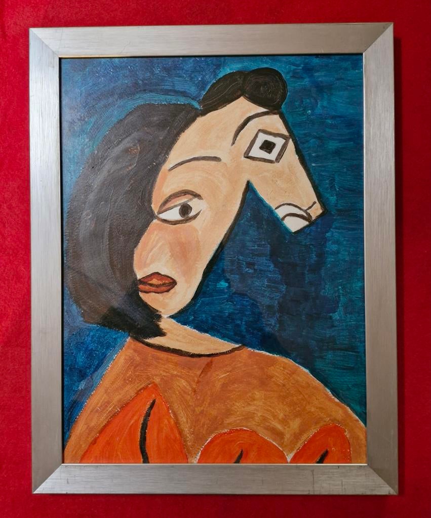 Kubistisch Schilderij: Dora Maar Stijl kubistme Picasso, Antiek en Kunst, Ophalen of Verzenden