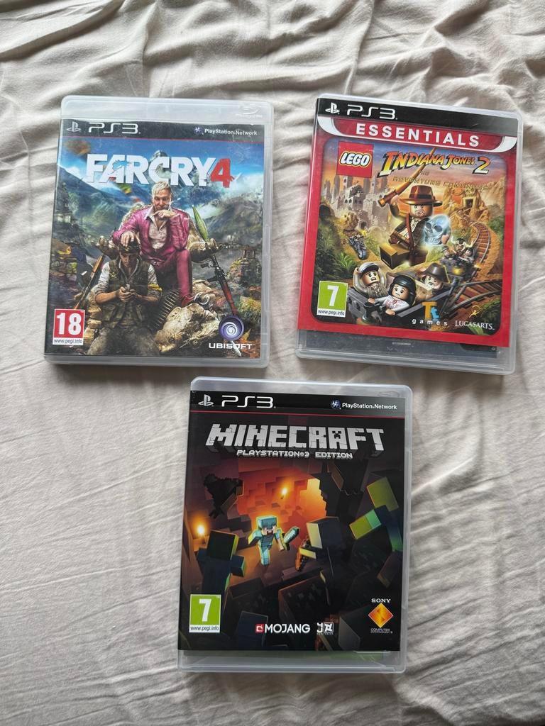 PS3 Games: LEGO Indiana Jones 2, Minecraft, Far Cry 4, Avontuur en Actie, Gebruikt, Vanaf 18 jaar, 1 speler