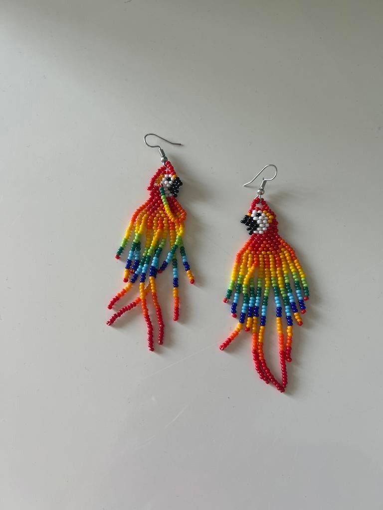 Handgemaakte Oorbellen Papegaai - Kraaltjes, Overige materialen, Hangers, Overige kleuren, Nieuw