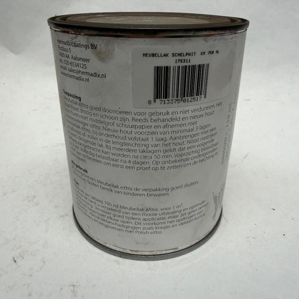 Hermadix Meubellak Extra Schelp WitLak Verf Krijtmat 750ml, Wit, Nieuw, Hermadix, Hermadix