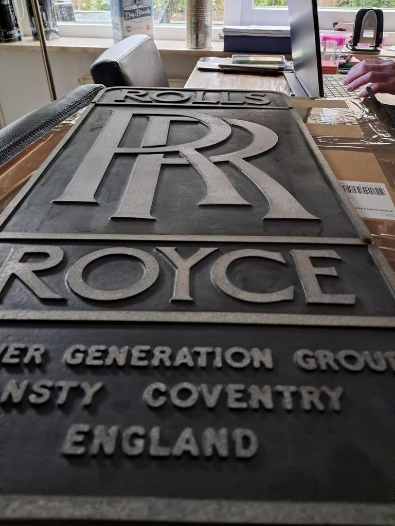 Mooi oud Uniek Rolls Royce plaat van giet aluminium 65cm., Ophalen, Reclamebord, Eu, Gebruikt