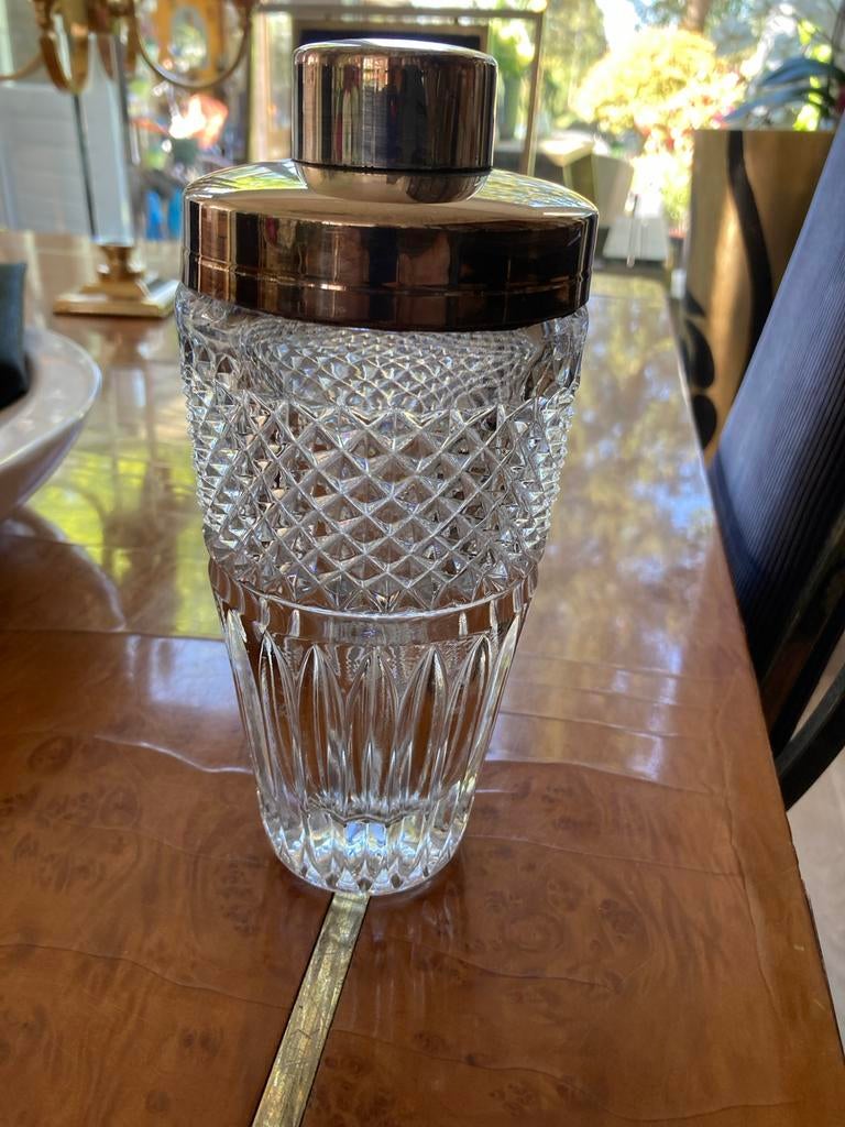 Vintage Kristallen Cocktailshaker met Zilverkleurige Dop, Antiek en Kunst, Ophalen