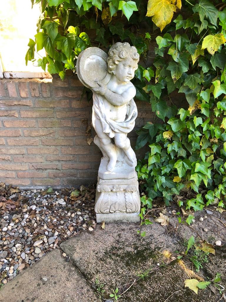 “Antiek” Cherubijn Beeld - Tuinbeeld set van 2 stuks, Ophalen, Gebruikt, Beton, Engelenbeeld